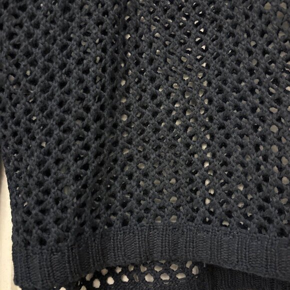 Umgee Sweater Women’s Navy Sheer With Suede Patch Accents. Size Small. Casual - Picture 2 of 5